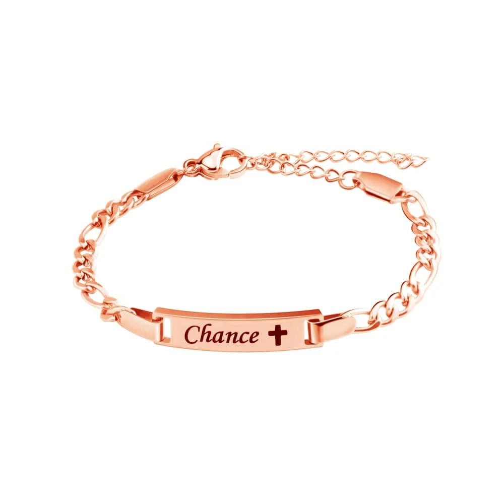 **Bracelet Bébé Personnalisé avec Pierre de Naissance – Gravure Prénom & Date | Chaîne Figaro Ajustable – Cadeau Naissance ou Baptême par LDXdesign07*