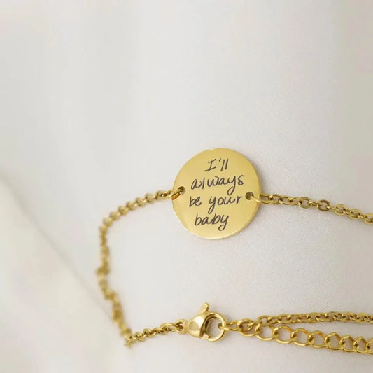 **Bracelet Personnalisé avec Écriture Manuscrite | Gravure Signature, Dessin d’Enfant ou Message Unique – Cadeau Souvenir Inoubliable par LDXdesign07**