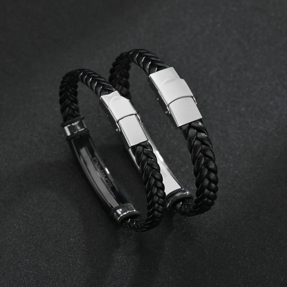 Bracelet Homme Personnalisé | Cuir Tressé & Acier Gravé – Cadeau Inspirant & Élégant pour Lui – par LDXdesign07