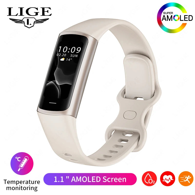 Montre Connectée Sport LIGE – Bracelet Intelligent Homme & Femme | Suivi Santé & Fitness, Écran AMOLED, Étanche IP67 | Compatible iOS & Android LDXdesign07