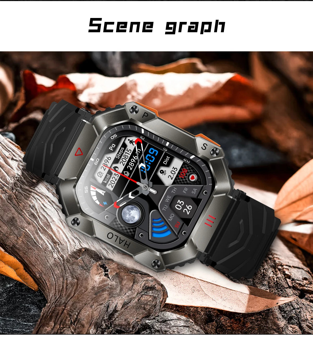  Montre Connectée Intelligente Homme – Design Militaire, Étanche, Multifonction – Compatible Android & iOS