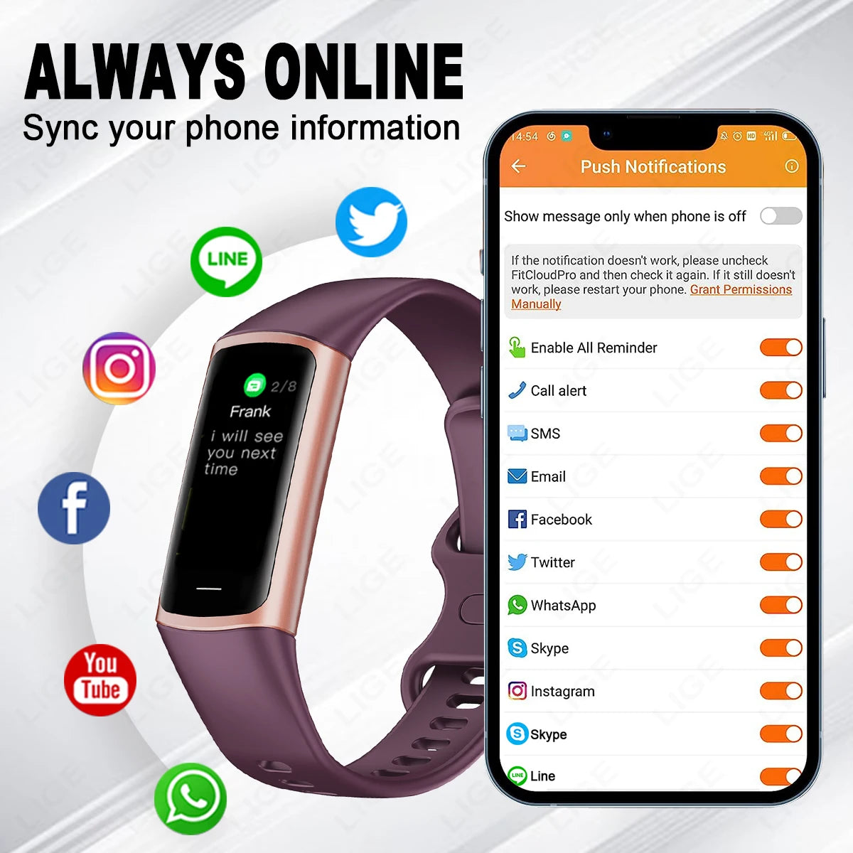 Montre Connectée Sport LIGE – Bracelet Intelligent Homme & Femme | Suivi Santé & Fitness, Écran AMOLED, Étanche IP67 | Compatible iOS & Android LDXdesign07