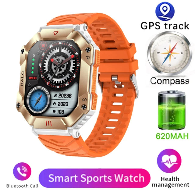  Montre Connectée Intelligente Homme – Design Militaire, Étanche, Multifonction – Compatible Android & iOS