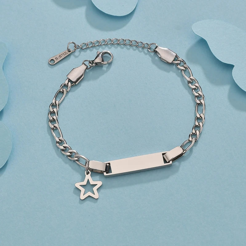 Bracelet Personnalisé avec Couronne – Acier Inoxydable | Gravure Prénom ou Date | Cadeau Naissance, Anniversaire, Femme, Enfant LDXdesign07