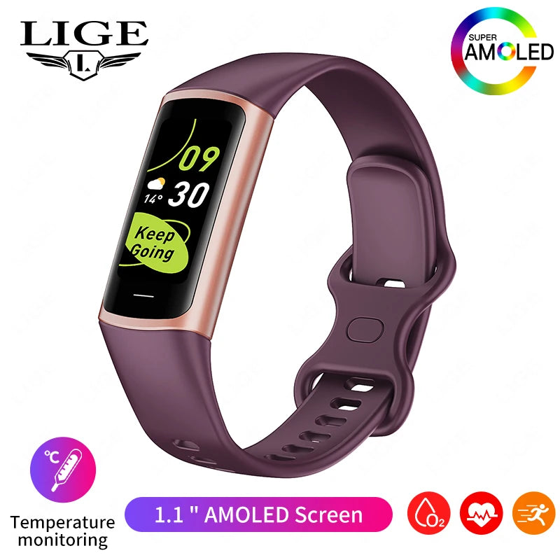 Montre Connectée Sport LIGE – Bracelet Intelligent Homme & Femme | Suivi Santé & Fitness, Écran AMOLED, Étanche IP67 | Compatible iOS & Android LDXdesign07