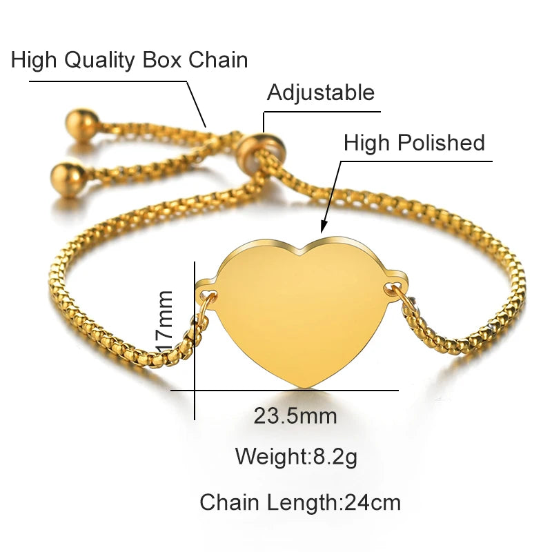 Bracelet Personnalisé Gravure Photo & Prénom – Acier Inoxydable Cœur Gravé | Cadeau Sur-Mesure Unisexe | Auxauxme x LDXdesign07