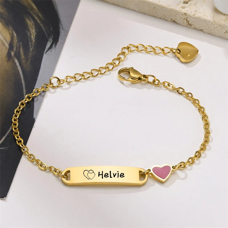 Bracelet Bébé Personnalisé avec Prénom – Plaqué Or 14K – Cadeau de Naissance Garçon ou Fille LDXdesign07