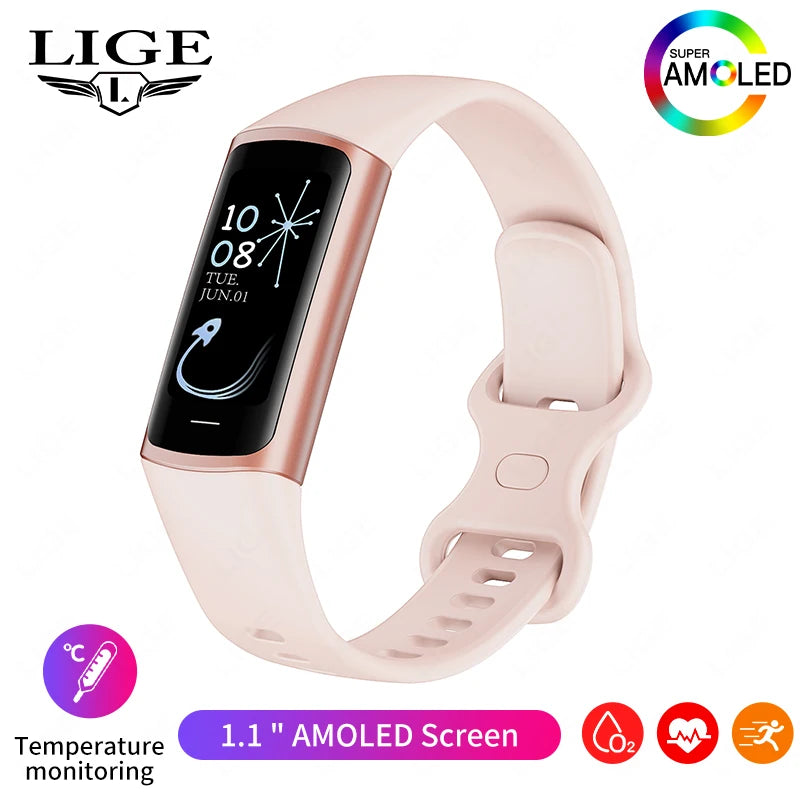 Montre Connectée Sport LIGE – Bracelet Intelligent Homme & Femme | Suivi Santé & Fitness, Écran AMOLED, Étanche IP67 | Compatible iOS & Android LDXdesign07