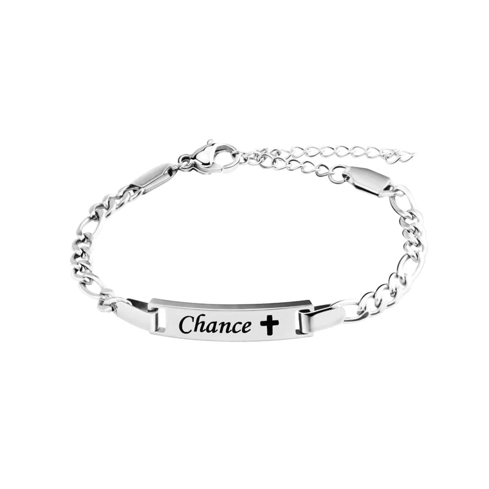 **Bracelet Bébé Personnalisé avec Pierre de Naissance – Gravure Prénom & Date | Chaîne Figaro Ajustable – Cadeau Naissance ou Baptême par LDXdesign07*