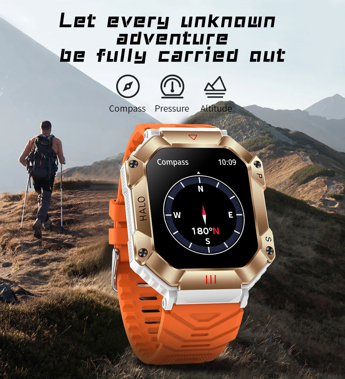  Montre Connectée Intelligente Homme – Design Militaire, Étanche, Multifonction – Compatible Android & iOS
