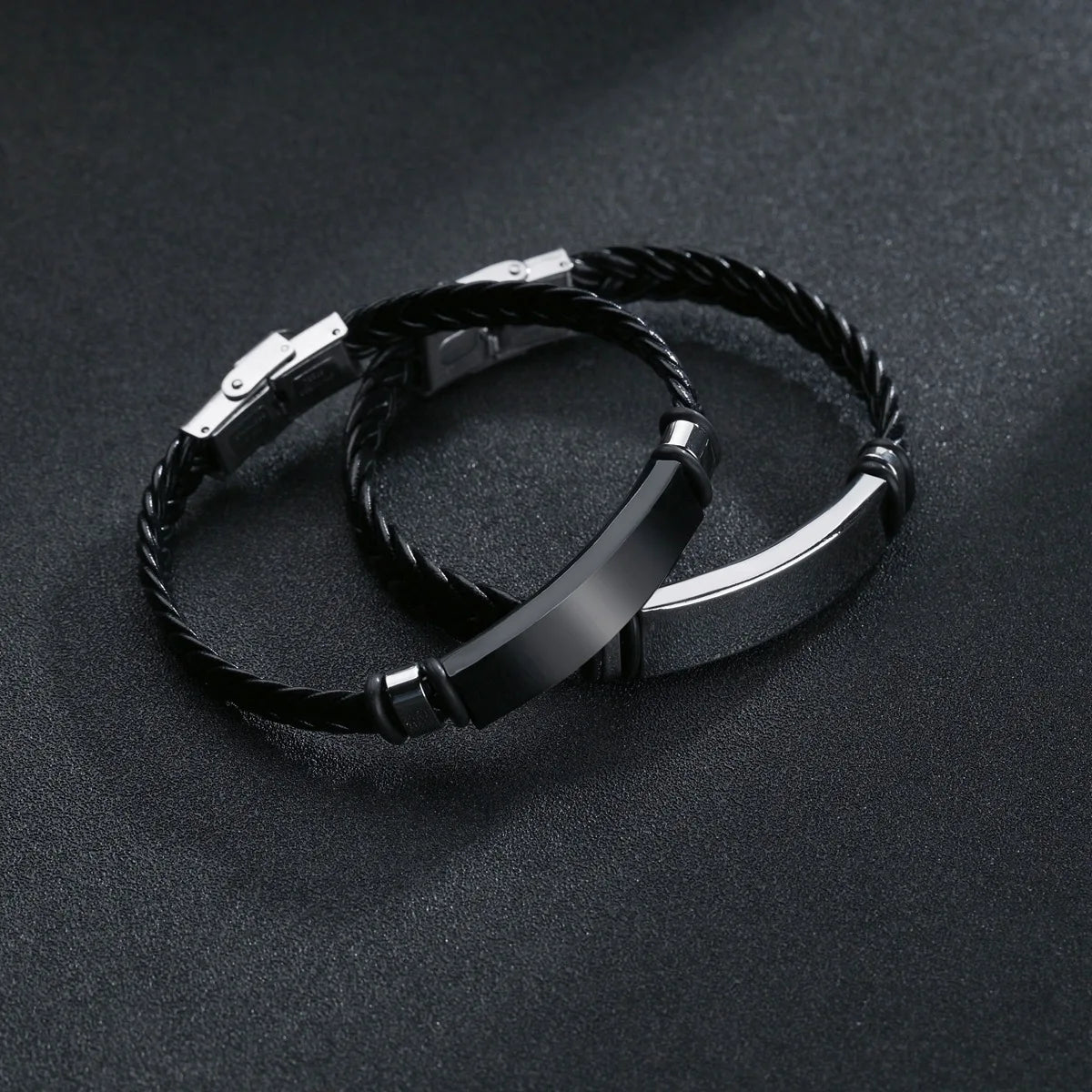 Bracelet Homme Personnalisé | Cuir Tressé & Acier Gravé – Cadeau Inspirant & Élégant pour Lui – par LDXdesign07
