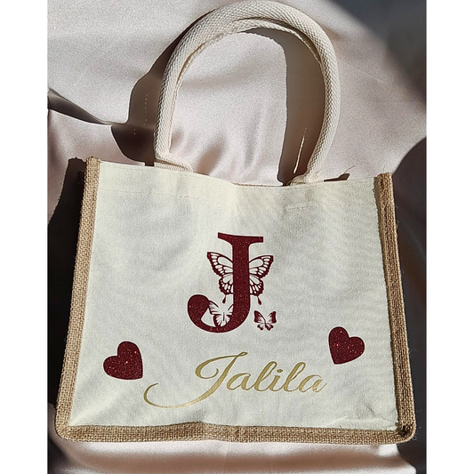 Sac en toile de jute personnalisé – 4 tailles disponibles -- LDXdesign07