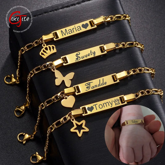 Bracelet Personnalisé avec Couronne – Acier Inoxydable | Gravure Prénom ou Date | Cadeau Naissance, Anniversaire, Femme, Enfant LDXdesign07
