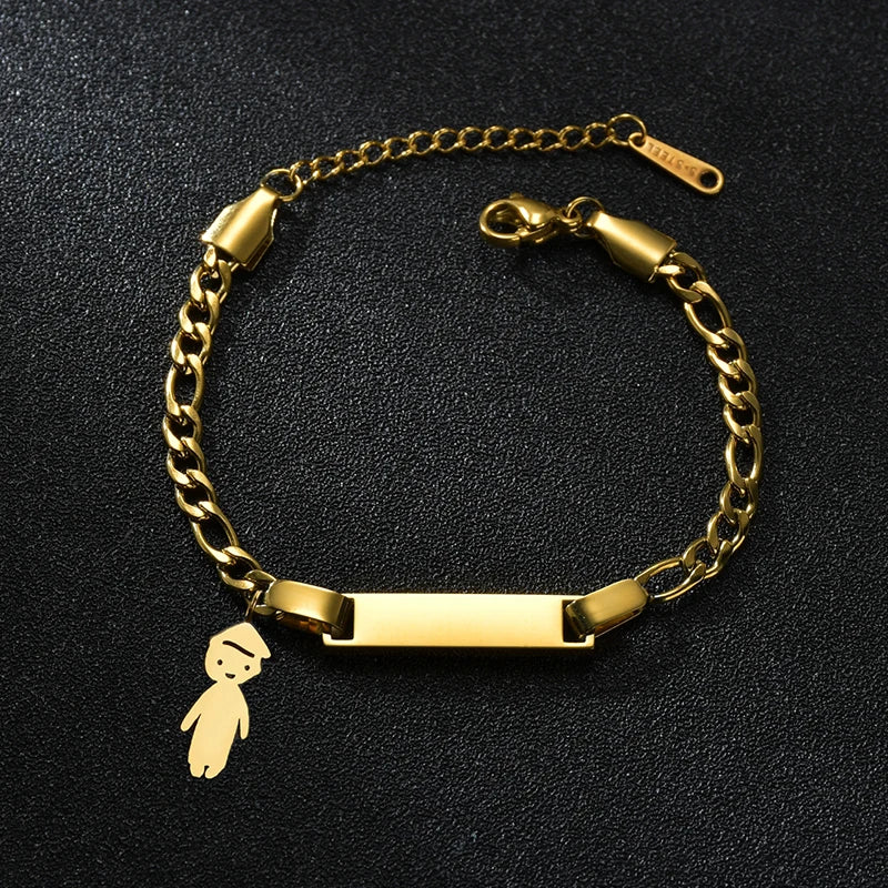 Bracelet Personnalisé avec Couronne – Acier Inoxydable | Gravure Prénom ou Date | Cadeau Naissance, Anniversaire, Femme, Enfant LDXdesign07