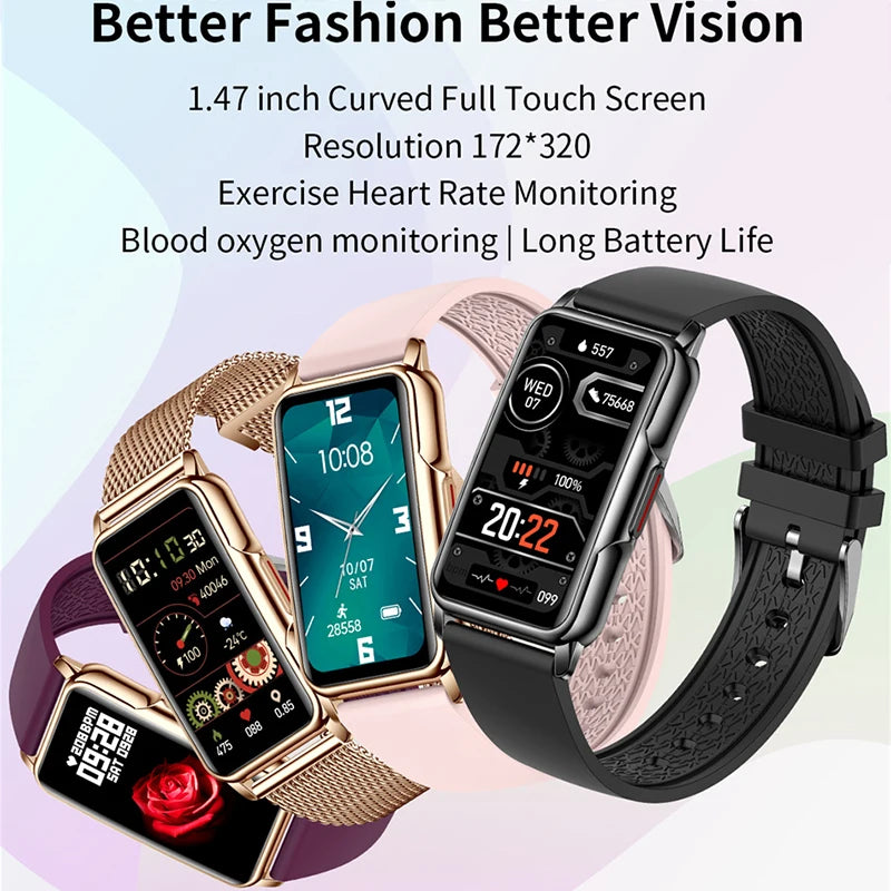 Montre Connectée Sport 2024 – Écran Tactile 1.47" | Tracker Fitness, Cardio, Sommeil, Notifications | Étanche IP67 | Pour iOS &amp; Android