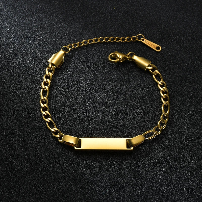 Bracelet Personnalisé avec Couronne – Acier Inoxydable | Gravure Prénom ou Date | Cadeau Naissance, Anniversaire, Femme, Enfant LDXdesign07
