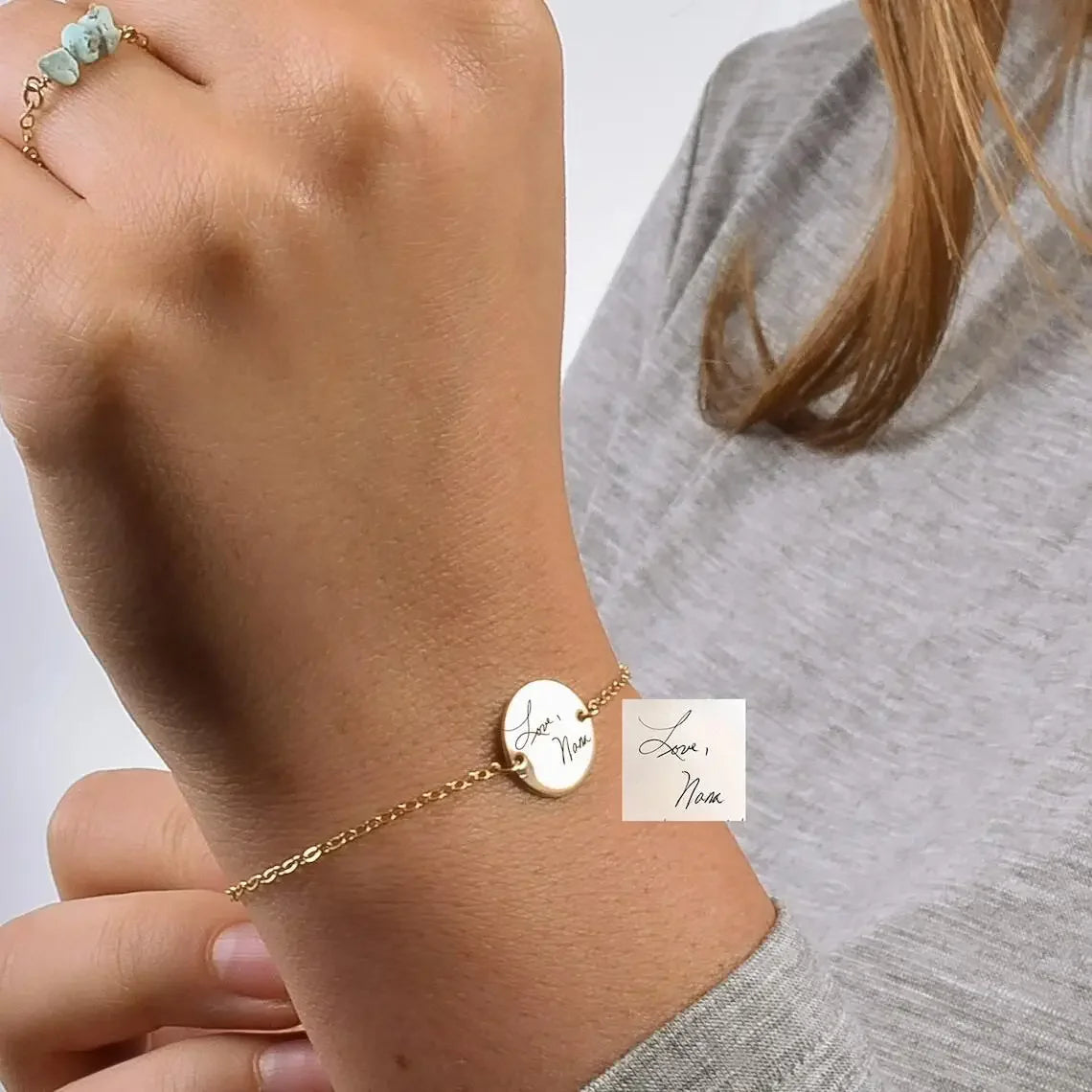 **Bracelet Personnalisé avec Écriture Manuscrite | Gravure Signature, Dessin d’Enfant ou Message Unique – Cadeau Souvenir Inoubliable par LDXdesign07**