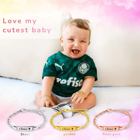 **Bracelet Bébé Personnalisé avec Pierre de Naissance – Gravure Prénom &amp; Date | Chaîne Figaro Ajustable – Cadeau Naissance ou Baptême par LDXdesign07*